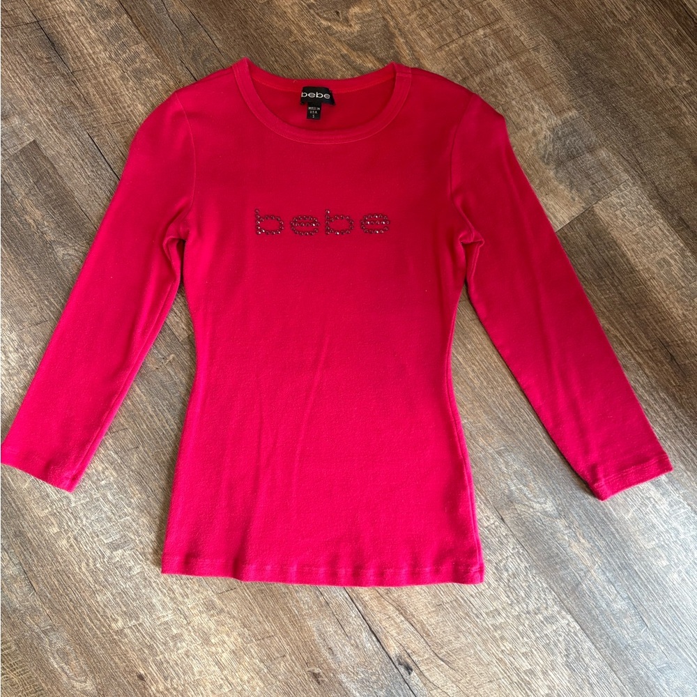 Bebe Red Logo 3/4 Shirt